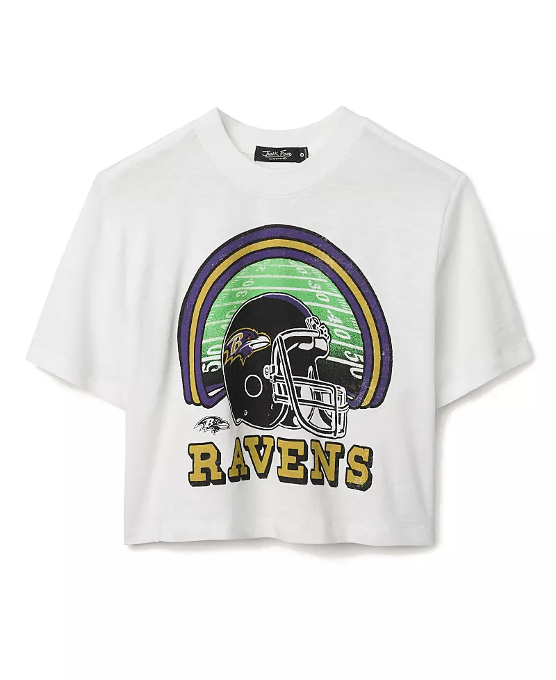 Junk Food Clothing Women's Nfl Baltimore Ravens Game Time Mock Neck Crop Tee