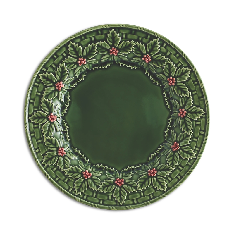 Bordallo Pinheiro Holly Dinner Plate In Green