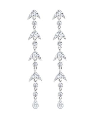 14K White Gold Diamond Arrow Drop Earrings