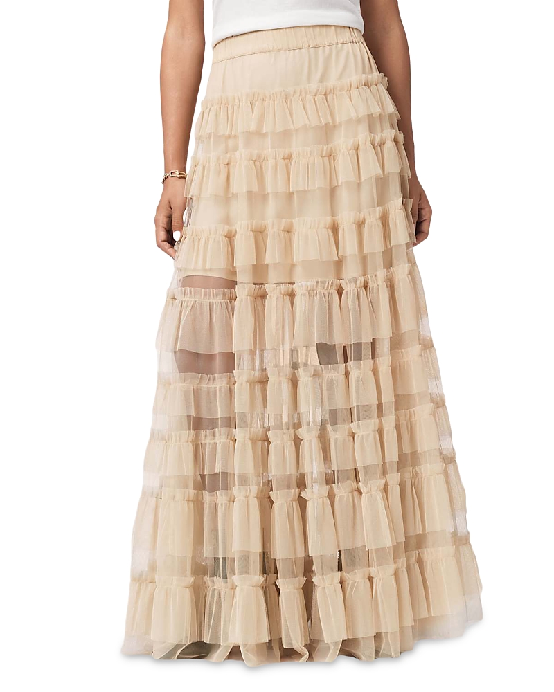 Allsaints Aude Ruffle Skirt In Pink