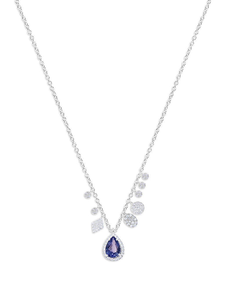 Meira T 14k Blue Sapphire & Diamond Dangle Pendant Necklace In 14k White Gold In White