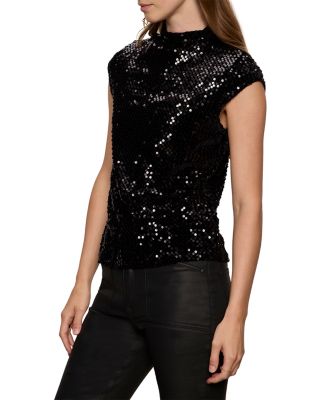 Funnel Neck Sequin Top