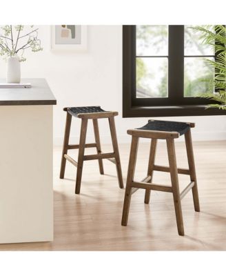 Saoirse Faux Leather Wood Counter Stool, Set of 2