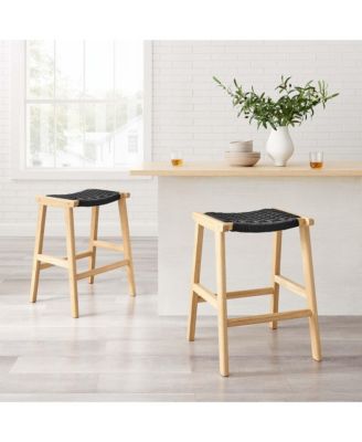 Saoirse Woven Rope Wood Counter Stool, Set of 2