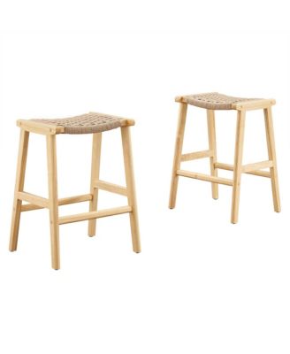 Saoirse Woven Rope Wood Counter Stool, Set of 2