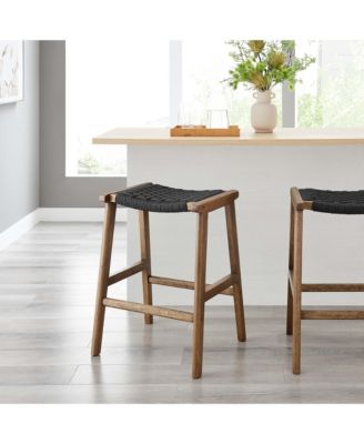 Saoirse Woven Rope Wood Counter Stool, Set of 2