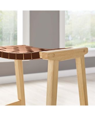 Saoirse Faux Leather Wood Counter Stool, Set of 2