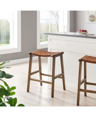 Saoirse Faux Leather Wood Counter Stool, Set of 2