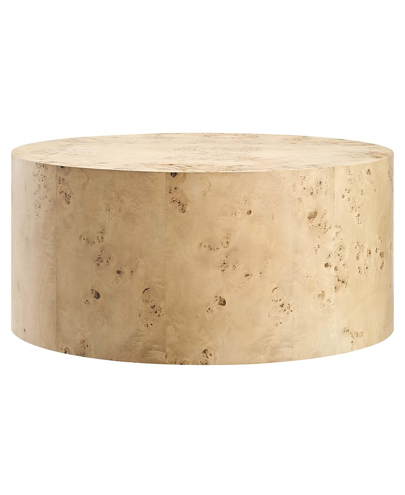 Modway Cosmos 35in Round Burl Wood Coffee Table In Gold