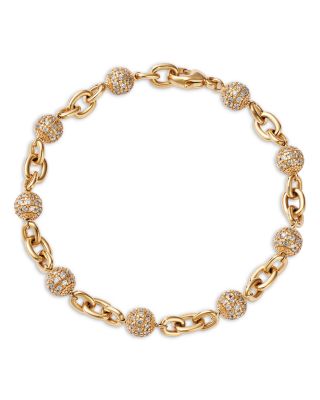 Bloomingdale's Fine Collection Pave Circle Diamond Chain Link Bracelet In 14k Yellow Gold, 2.0 Tcw