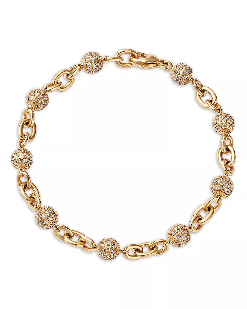 Bloomingdale's Fine Collection Pave Circle Diamond Chain Link Bracelet in 14K Yellow Gold, 2.0 tcw