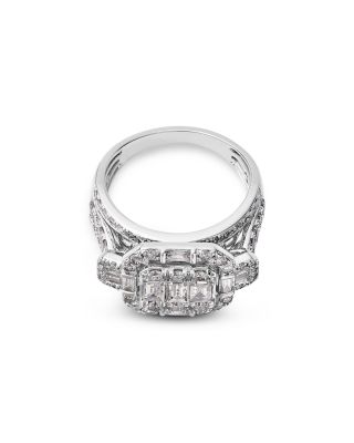 Mixed Cut Diamond Band Ring in 14K White Gold, 2.0 tcw