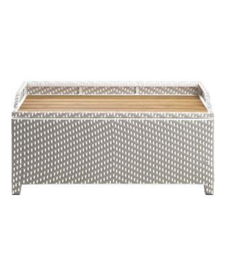 Tomkins Aluminum and PE Wicker Slatted Seat Outdoor Storage Bench