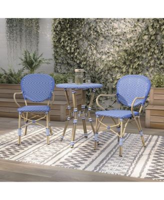 Dimballe PE Wicker Patio Round Dining Table, Set of 3