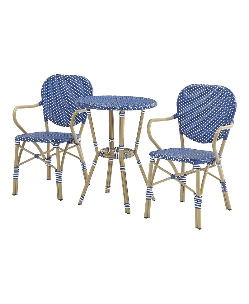 Furniture Of America Dimballe Pe Wicker Patio Round Dining Table, Set Of 3 In Blue