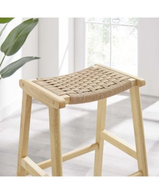 Saoirse Woven Rope Wood Bar Stool, Set of 2
