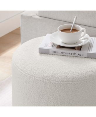 Tilden 16" Round Sherpa Upholstered Ottoman