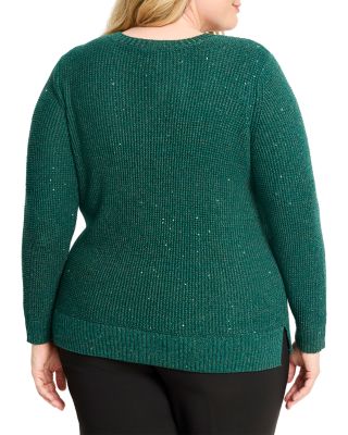 Shimmer Waffle V-Neck Sweater