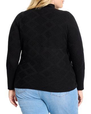 Textured Diamond Funnel Neck Sweater