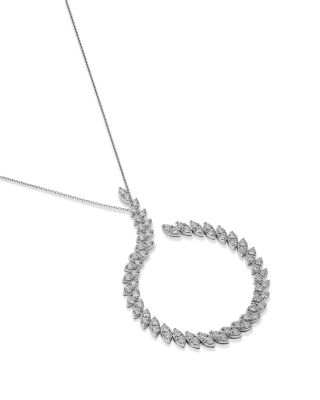 18K White Gold Marquesa Diamond Swirl Pendant Necklace, 25-27&amp;quot;