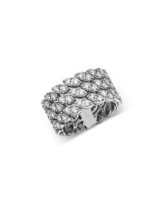 18K White Gold Marquesa Diamond Triple Row Cluster Ring