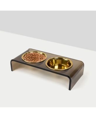 Small Bronze Pet Feeder, 1 Pint Bowls