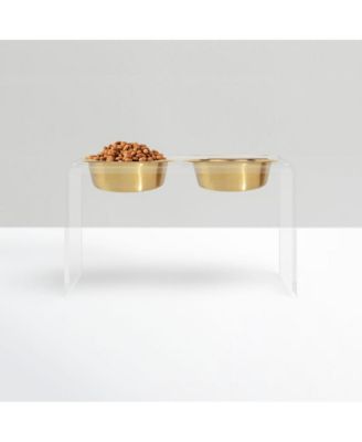 Tall Double Bowl Pet Feeder with Metal Bowls