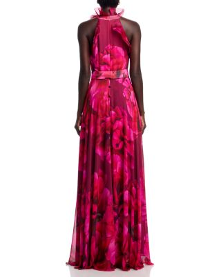 Floral Organza Halter Gown