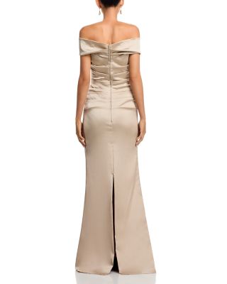 Satin Stretch Off The Shoulder Gown