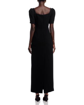 Floral Appliqu&eacute; Crepe Gown