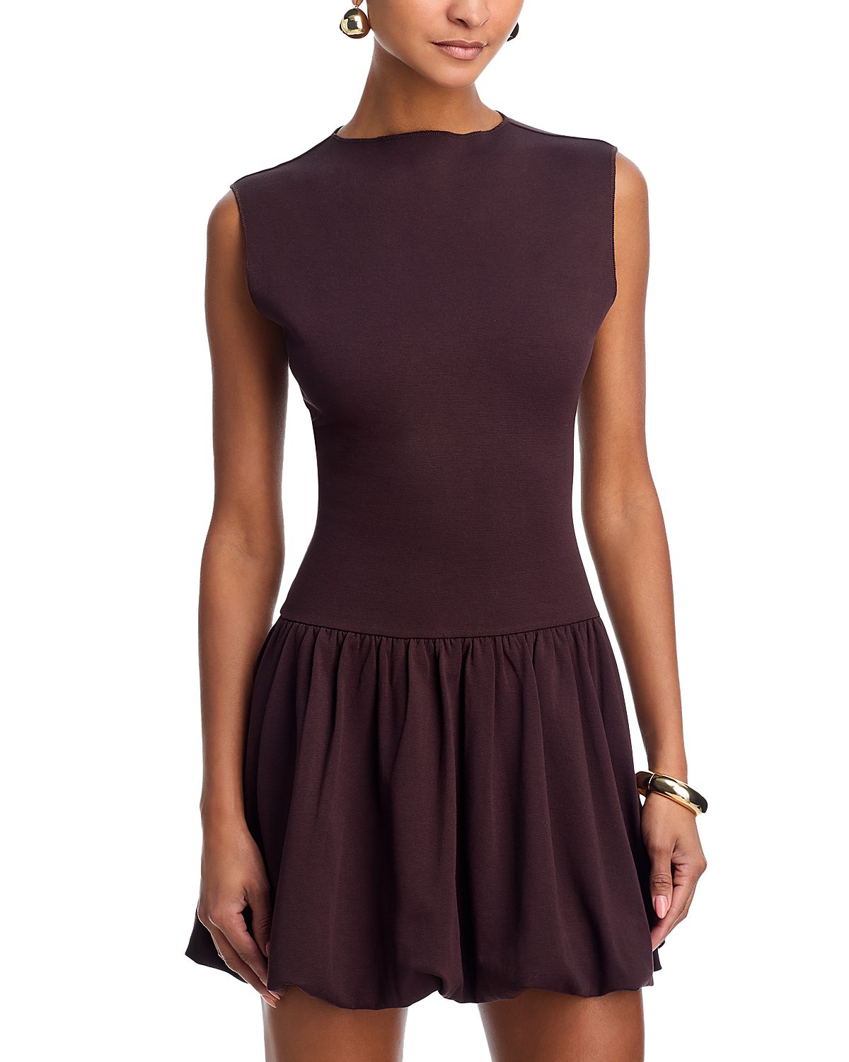 Aqua Ponte Mock Neck Bubble Mini Dress - Exclusive