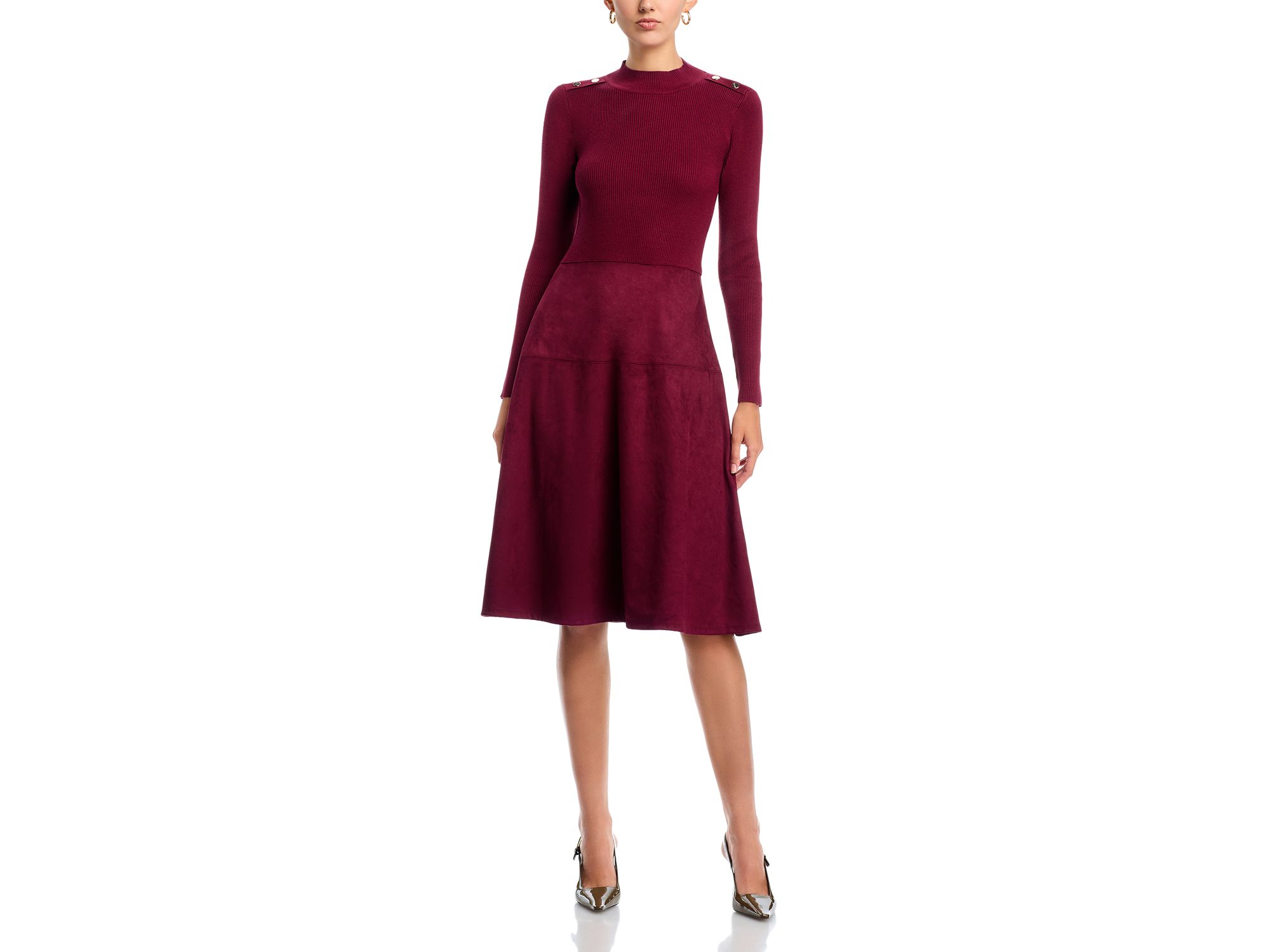 Mock Neck Long Sleeve Dress - Exclusive - Image 1