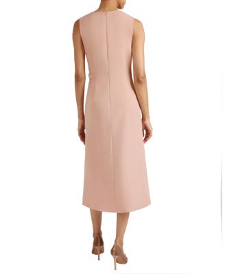 Ursa Sleeveless Faux Wrap Dress with Metal Buckle in Stretch Crepe