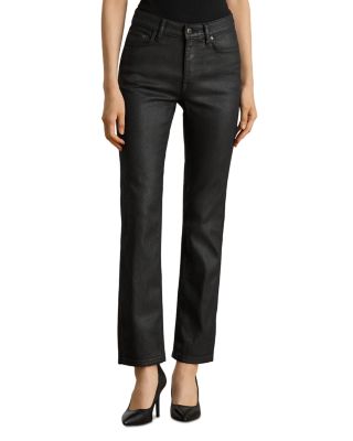 Coated High Rise Straight Ankle Jean