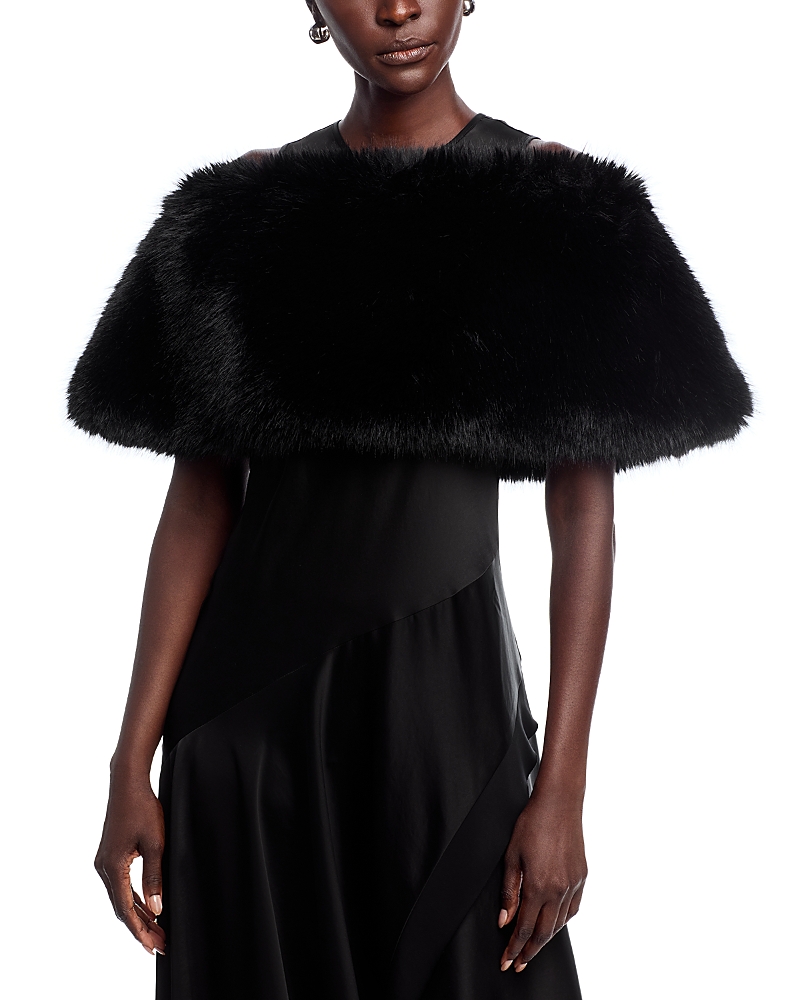 Adrienne Landau Luna Faux Fur Shawl In Black