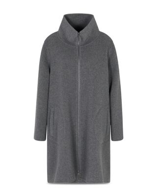 Emporio Armani Wool & Silk Zip Coat | Bloomingdale's