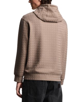 Allover Eagle Jacquard Motif Hooded Sweatshirt