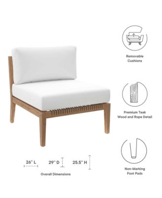 Clearwater Outdoor Patio Teak Wood Armless Chair