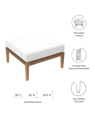 Clearwater Outdoor Patio Teak Wood Ottoman