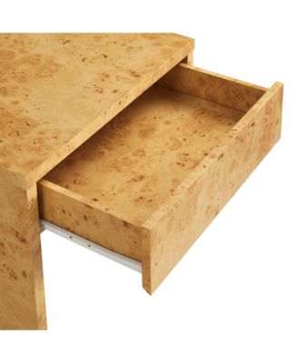Hudson 1-Drawer Burl Wood Nightstand