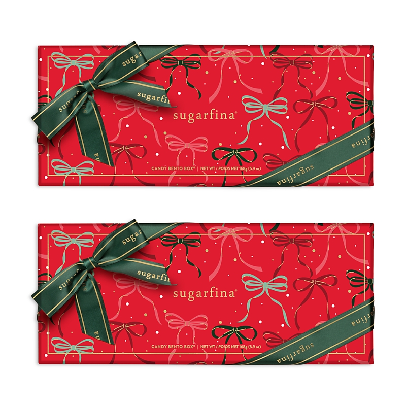 Sugarfina Happy Holidays 3 Piece Candy Bento Box, Set Of 2 In Red