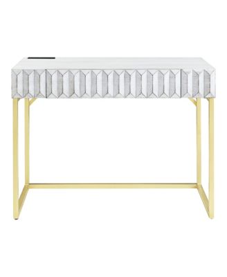 Prelli Steel Base Adjustable Lift Top L-Shaped Writing Desk with USB Ports and Outlets