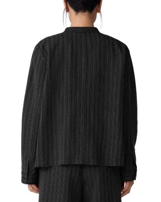 Mandarin Collar Cotton Blend Jacket