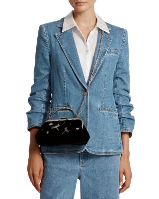 x Cinq &agrave; Sept Frame Black Velvet Clutch