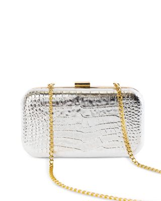 Rose Croc Embossed Leather Clutch