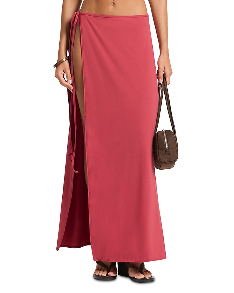 Bondeye Bond-eye Wynn Side Tie Swim Cover Up Maxi Skirt In Brown