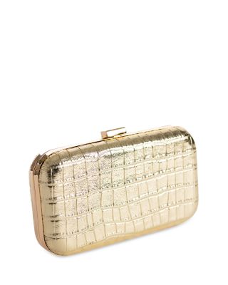 Rose Croc Embossed Leather Clutch