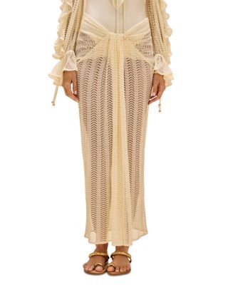 Wave Mesh Swim Cover Up Maxi Skirt