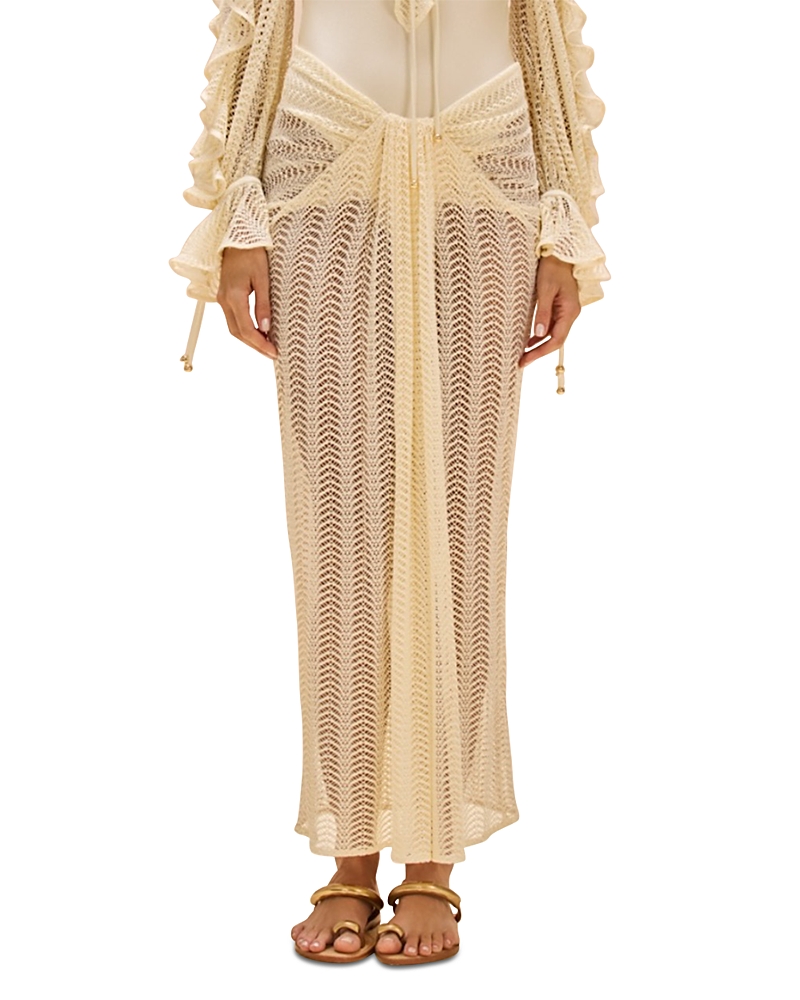 PatBO Wave Mesh Swim Cover Up Maxi Skirt