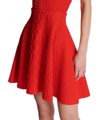 Flared Crocodile-Knit Skirt